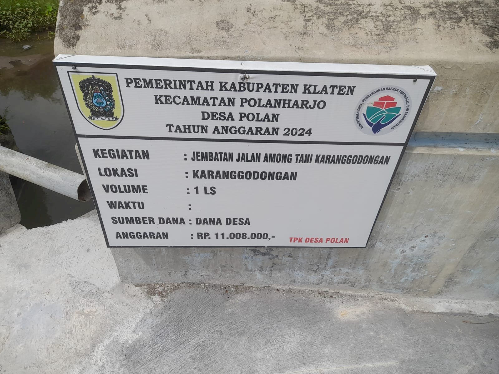 MONITORING DAN EVALUASI KEGIATAN PEMBANGUNAN DARI SUMBER DANA DESA POLANHARJO